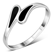 Black Onyx Silver Drops Ring, r476