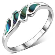 Abalone Sea Shell Silver Drops Ring, r478