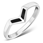 Triangular Head Black Onyx Silver Ring, r479