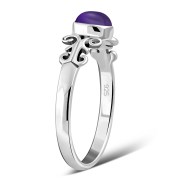 Ethnic Style Amethyst Stone Silver Ring, r480