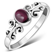 Ethnic Style Garnet Stone Silver Ring, r480