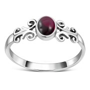Ethnic Style Garnet Stone Silver Ring, r480