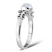 Ethnic Style Rainbow Moon Stone Silver Ring, r480