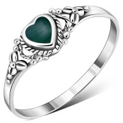 Heart Green Agate Sterling Silver Ring, r484
