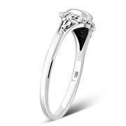 Heart Green Agate Sterling Silver Ring, r484