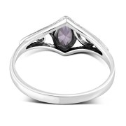 Genuine Amethyst Stone Ethnic Style Silver Ring, r486