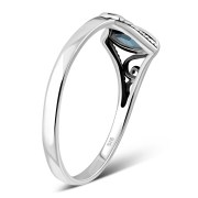 Blue Topaz Stone Ethnic Style Silver Ring, r486