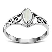 Ethnic Mother of Pearl Silver Ring, r486