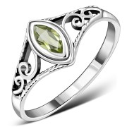Peridot Stone Ethnic Style Silver Ring, r486