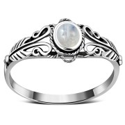 Native American Rainbow Moon Stone Silver Ring