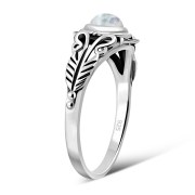 Native American Rainbow Moon Stone Silver Ring