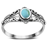 Native American Turquoise Solid Silver Ring, r490