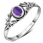 Ethnic Amethyst Stone Silver Ring, r492
