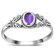 Ethnic Amethyst Stone Silver Ring, r492