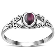 Ethnic Garnet Stone Silver Ring, r492