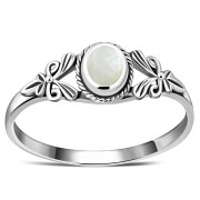 Ethnic Mother of Pearl Silver Ring, r492