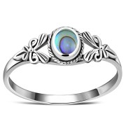 Ethnic Abalone Silver Ring, r492