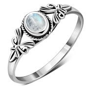 Ethnic Rainbow Moon Stone Silver Ring, r492