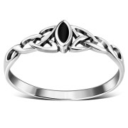 Celtic Knot Silver Ring w Black Onyx, r494