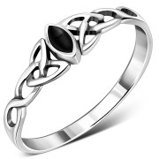 Celtic Knot Silver Ring w Black Onyx, r494