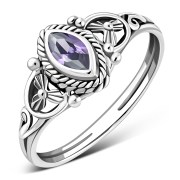 Ethnic Style Genuine Amethyst Silver Ring, r495