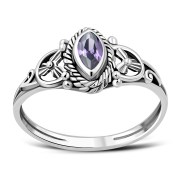 Ethnic Style Genuine Amethyst Silver Ring, r495