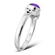 Silver Trinity Ring set w Amethyst Genuine Stone, r498
