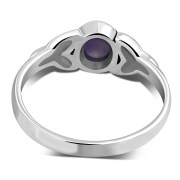 Silver Trinity Ring set w Amethyst Genuine Stone, r498