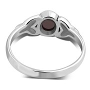 Silver Trinity Ring set w Garnet Stone, r498