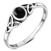 Black Onyx Sterling Silver Celtic Trinity Ring, r498