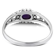 Thin Ethnic Amethyst Stone Silver Ring, r499