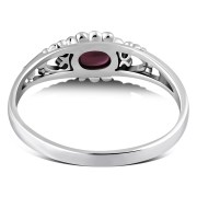 Thin Ethnic Style Garnet Silver Ring, r499