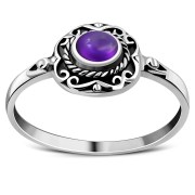 Ethnic Design Amethyst Silver Ring, r500