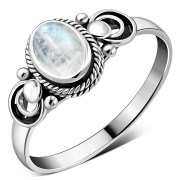 Ethnic Sterling Silver Rainbow Moonstone Ring, r505