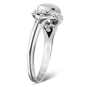 Silver Ethnic Rainbow Moon Stone Ring, r507