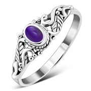 Sterling Silver Amethyst Leaves Ring, r508
