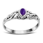 Sterling Silver Amethyst Leaves Ring, r508
