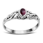 Sterling Silver Garnet Leaves Ring, r508