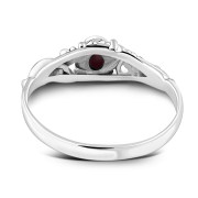 Sterling Silver Garnet Leaves Ring, r508