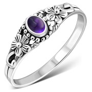 Amethyst Stone Ethnic Silver Ring, r509