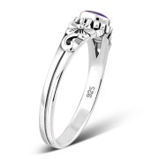 Amethyst Stone Ethnic Silver Ring, r509