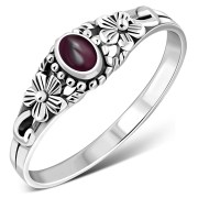 Garnet Stone Ethnic Silver Ring, r509