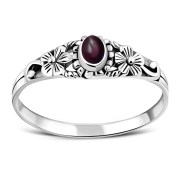 Garnet Stone Ethnic Silver Ring, r509