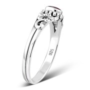 Garnet Stone Ethnic Silver Ring, r509