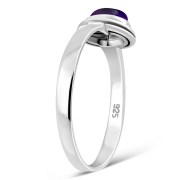 Delicate Ethnic Style Amethyst Genuine Stone Silver Ring, r512