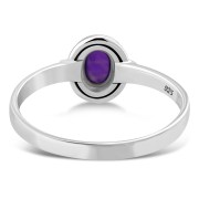 Delicate Ethnic Style Amethyst Genuine Stone Silver Ring, r512