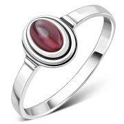 Delicate Ethnic Style Garnet Stone Silver Ring, r512