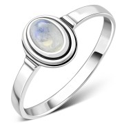 Delicate Ethnic Style Rainbow Moonstone Silver Ring, r512