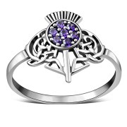 Celtic Knot Thistle Sterling Silver Ring, r513