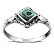 Ethnic Style Abalone Silver Ring, r514